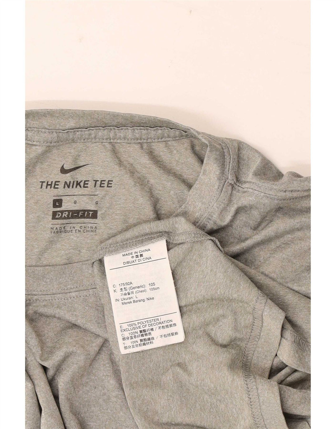 Nike Herren Dri Fit T-Shirt-Oberteil, großes grau meliertes Polyester