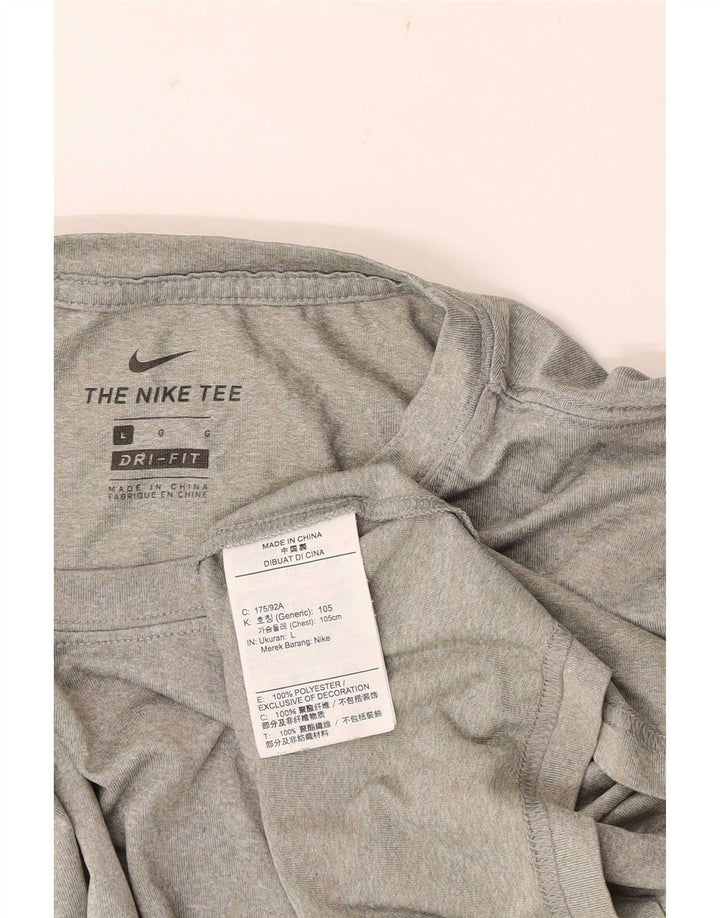Nike Herren Dri Fit T-Shirt-Oberteil, großes grau meliertes Polyester