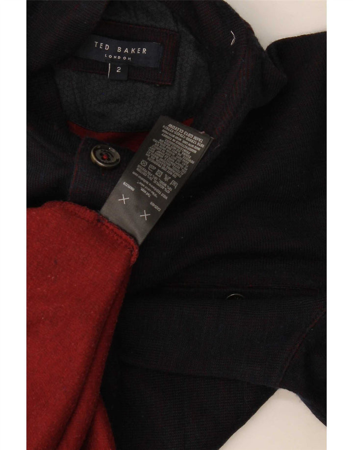 Ted Baker Herren-Pullover mit Knopfkragen, Größe 2, klein, Marineblau, modern