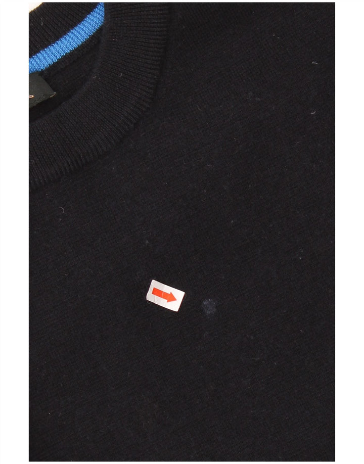 Jaeger Womens Crop Crew Neck Pullover Pullover UK 16 Große schwarze Wolle