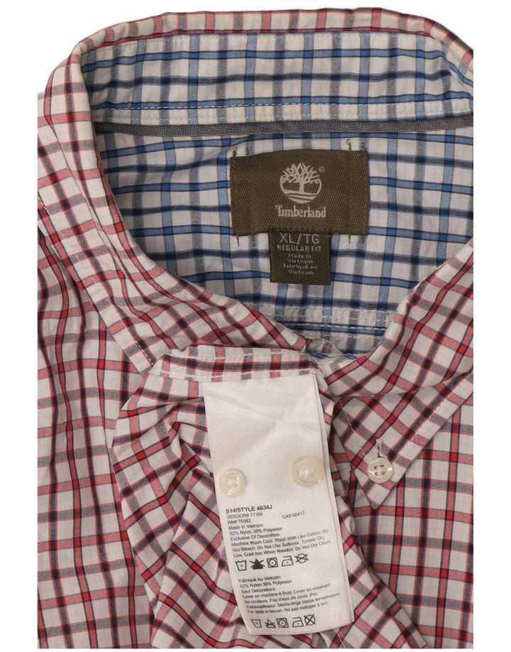Timberland Herren Kurzarm-Hemd mit regulärer Passform XL, rot kariertes Nylon