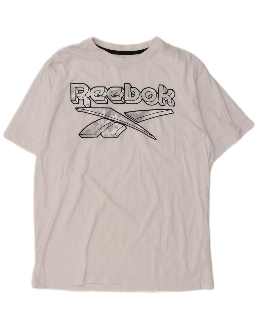Reebok Herren Grafik-T-Shirt-Oberteil aus mittelweißer Baumwolle