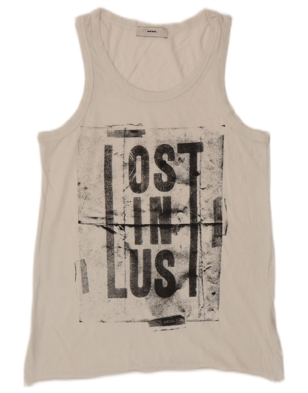 DIESEL Damen Grafik-Weste Top UK 10 Small Weiß