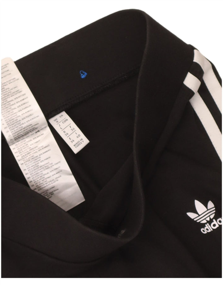 Adidas Damen Leggings UK 8 Small Schwarz Baumwolle