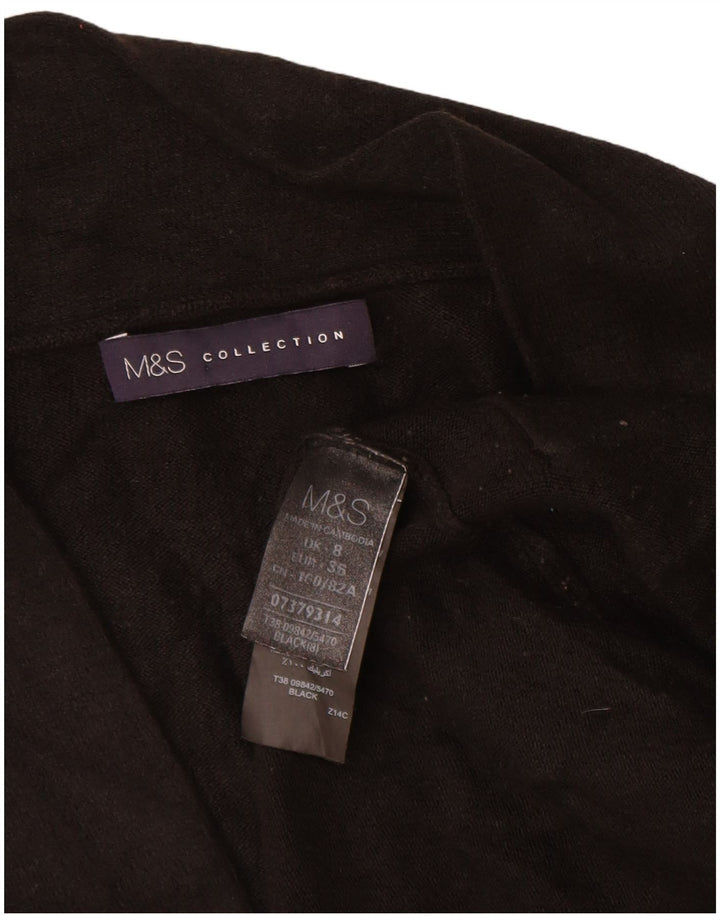 Marks & Spencer Damen Longline Open Cardigan Pullover UK 8 Small Schwarz