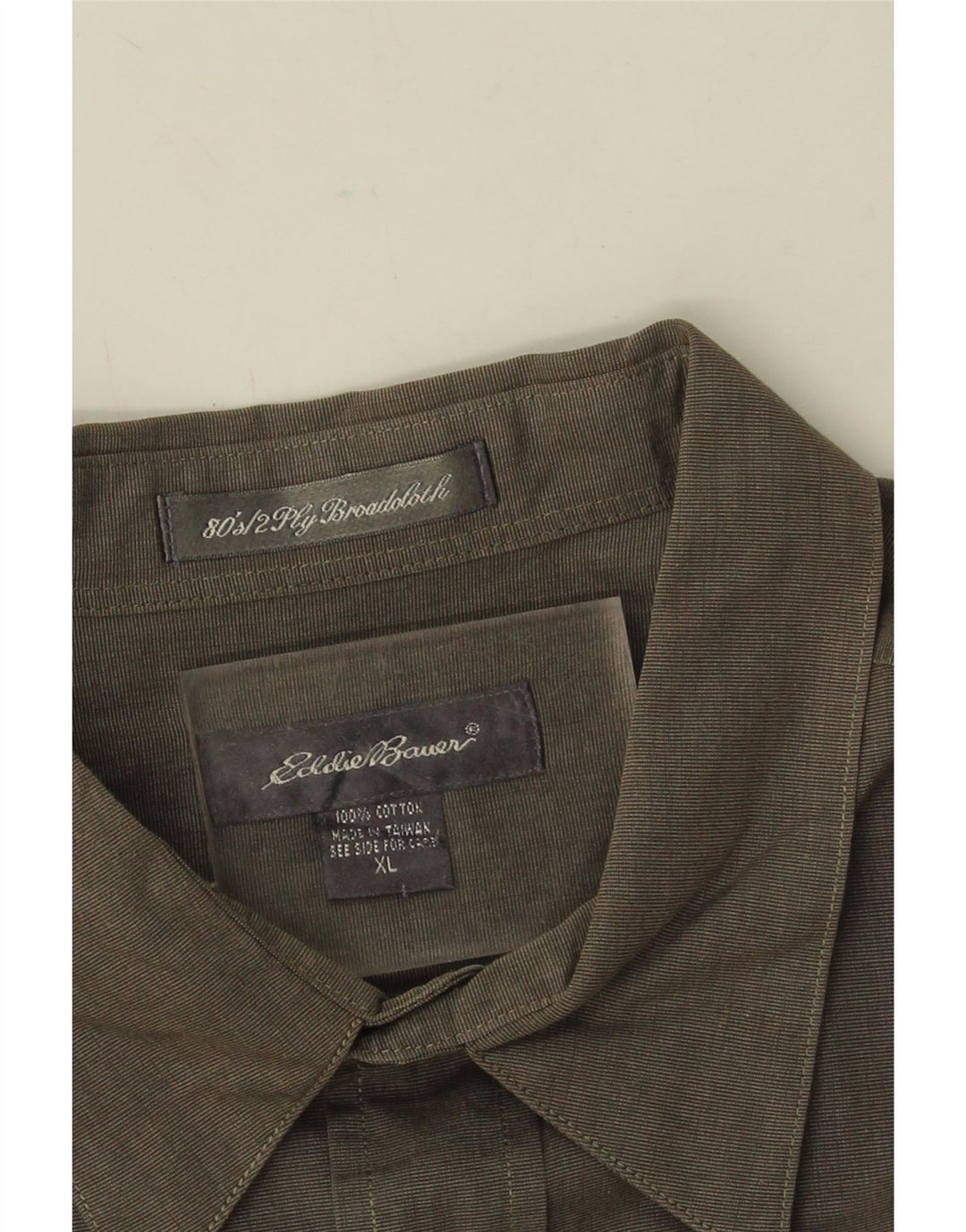 Eddie Bauer Herrenhemd XL Khaki Baumwolle