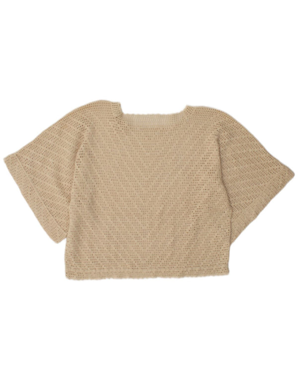 Vintage Damen Fledermaus-Durchsichtiges Top UK 16 Large Beige