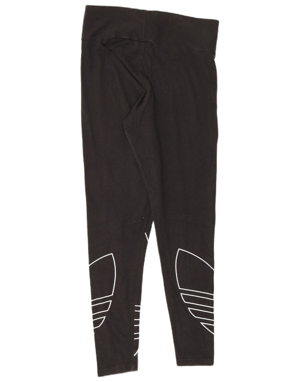 Adidas Damen Graphic Leggings UK 16 Large Schwarz Baumwolle