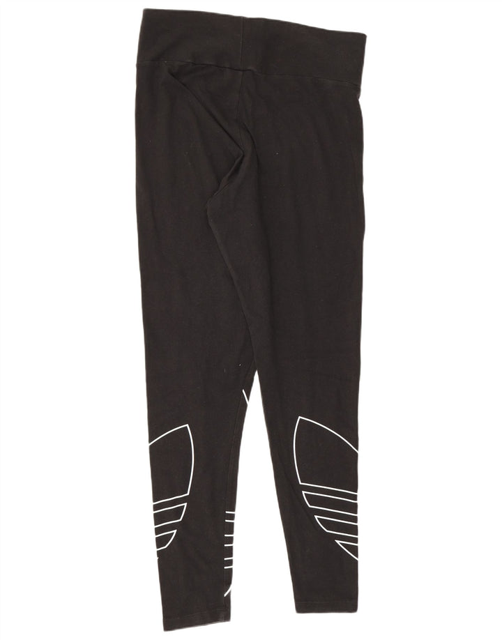 Adidas Damen Graphic Leggings UK 16 Large Schwarz Baumwolle