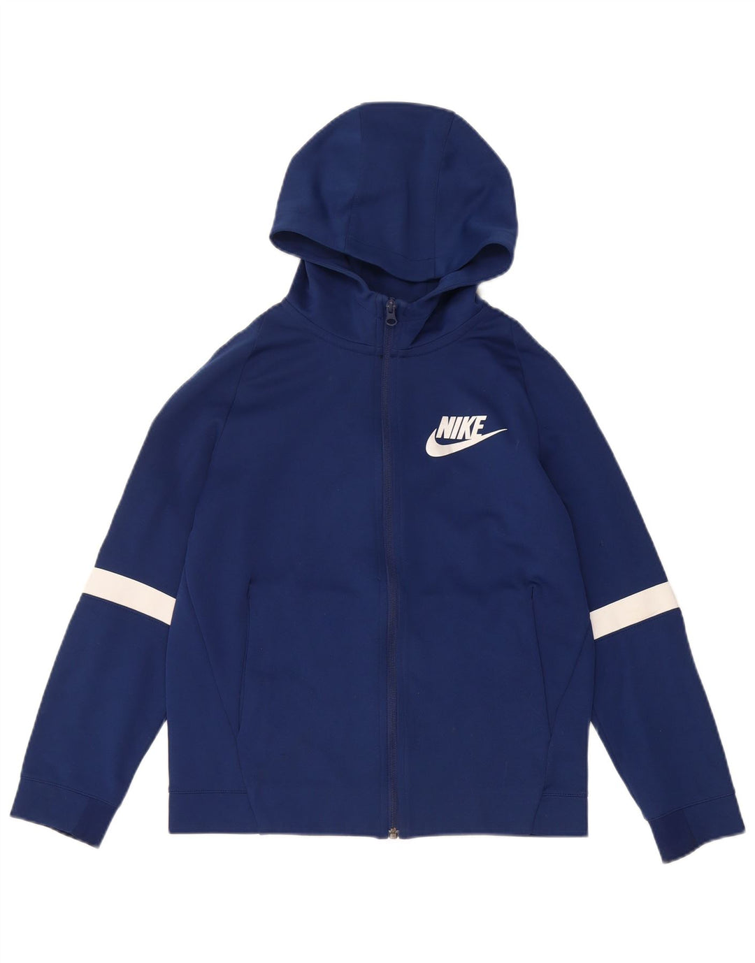 NIKE Jungen-Kapuzenpullover mit Reißverschluss, 12–13 Jahre, groß, Marineblau, Farbblock