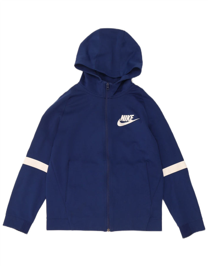 NIKE Jungen-Kapuzenpullover mit Reißverschluss, 12–13 Jahre, groß, Marineblau, Farbblock