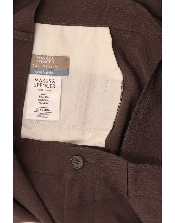 Gerade Herren-Chinohose von Marks & Spencer, W34, L29, braun, Polyester