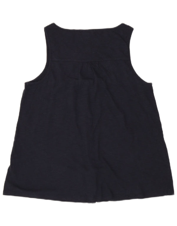 Fat Face ärmellose Damen-Hemdbluse, Größe M, Marineblau, Baumwolle, UK 12