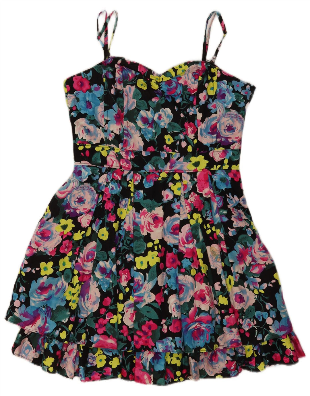 Divided Damen-Unterkleid, UK-Größe 38, Größe S, mehrfarbig, geblümt, Baumwolle