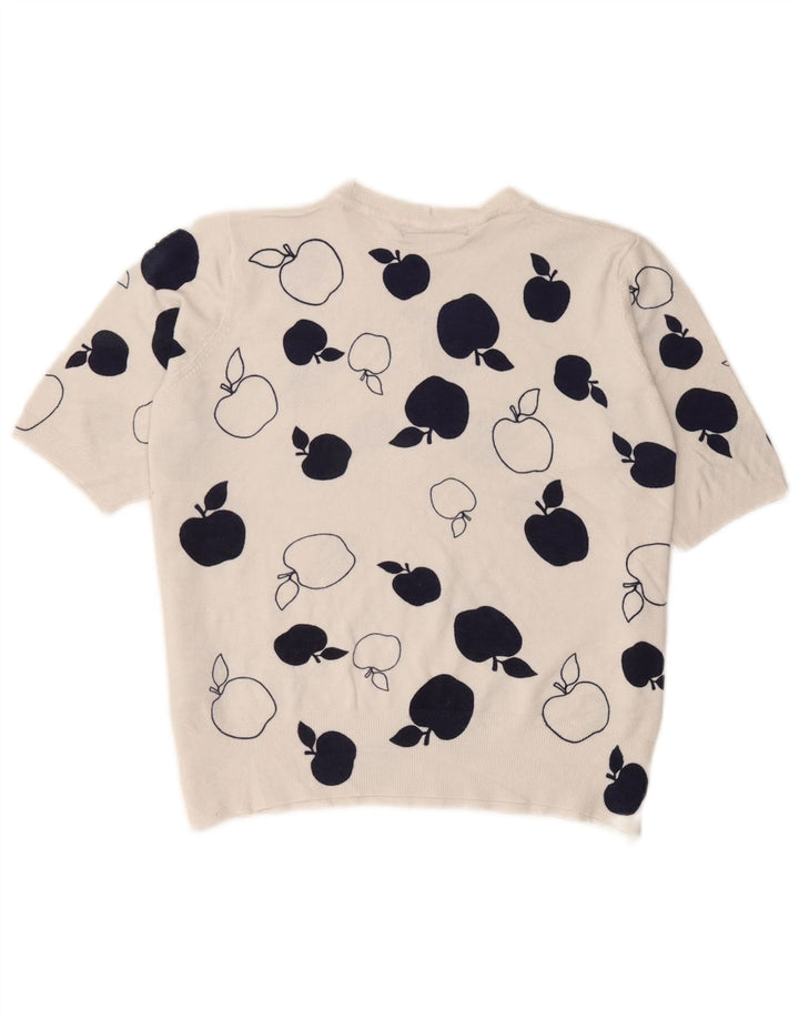 Marks & Spencer Damen-Pullover mit grafischem Rundhalsausschnitt, Gr. 14, Weiß