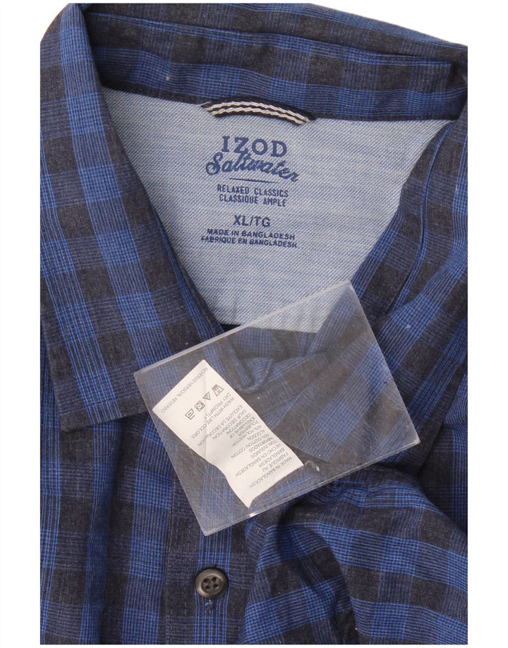 Izod Mens Relaxed Classics Relaxed Fit Shirt XL Blue Gingham Cotton Classic