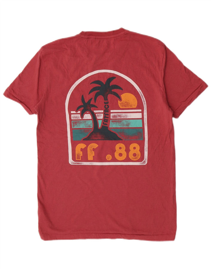 Fat Face Herren-T-Shirt mit Grafik, Größe S, rosa, Baumwolle, Strand