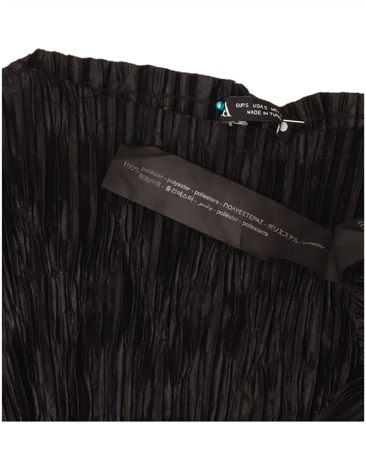 Zara Damen Blusenoberteil UK 10 Small Schwarz gestreift Polyester