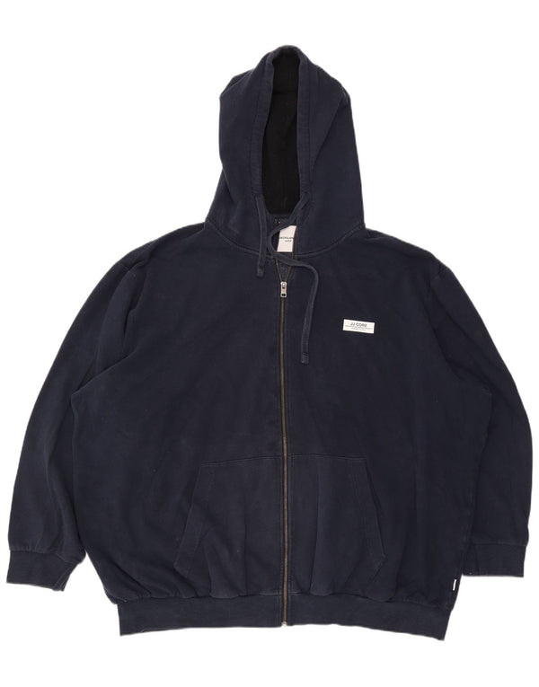 Jack & Jones Herren-Kapuzenpullover mit Grafik, lockere Passform, Reißverschluss, 3XL, Marineblau, Baumwolle