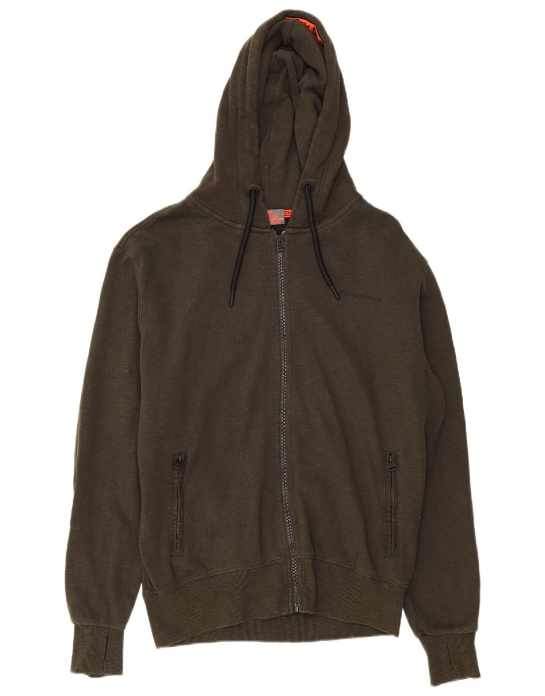 SUPERDRY Herren-Kapuzenpullover mit Reißverschluss, XL, Khaki, gefleckte Baumwolle