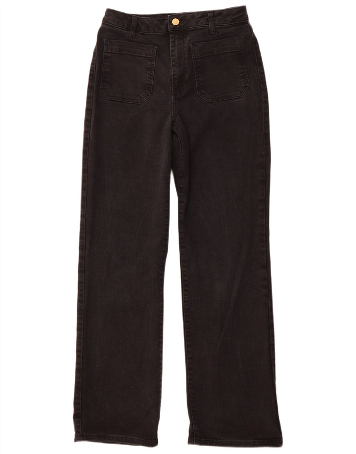 MINT VELVET Damen-Jeans mit hoher Taille und geradem Bein, UK 10, Größe S, W28, L30, Schwarz