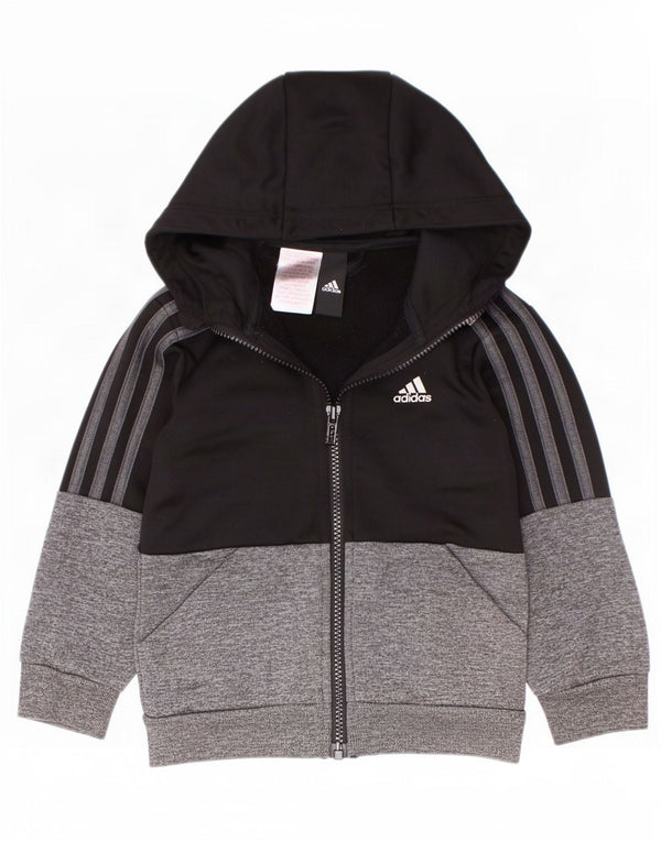 Adidas Jungen-Kapuzenpullover mit Reißverschluss, 2–3 Jahre, Schwarz, Farbblock