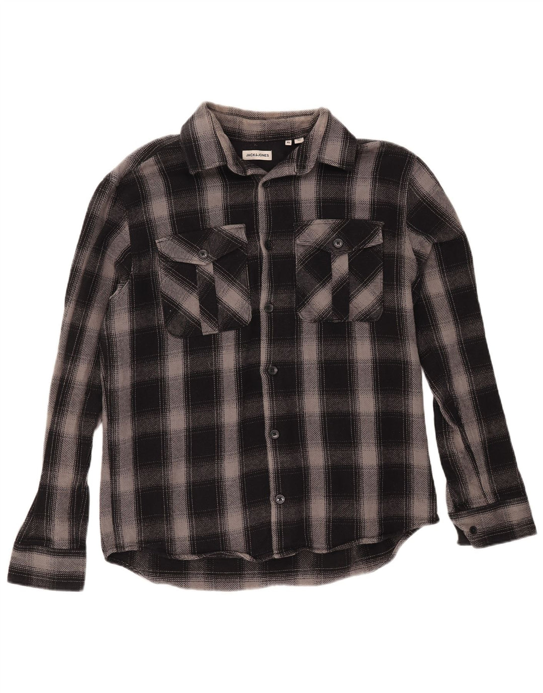 JACK & JONES Herren-Flanellhemd XL, schwarz kariert, Baumwolle