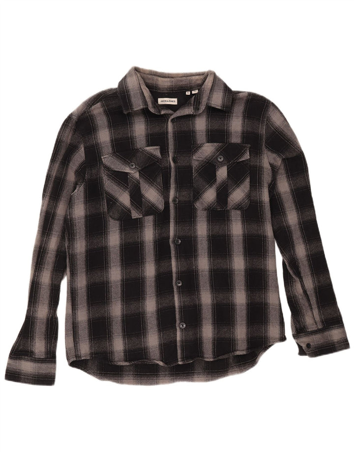 JACK & JONES Herren-Flanellhemd XL, schwarz kariert, Baumwolle