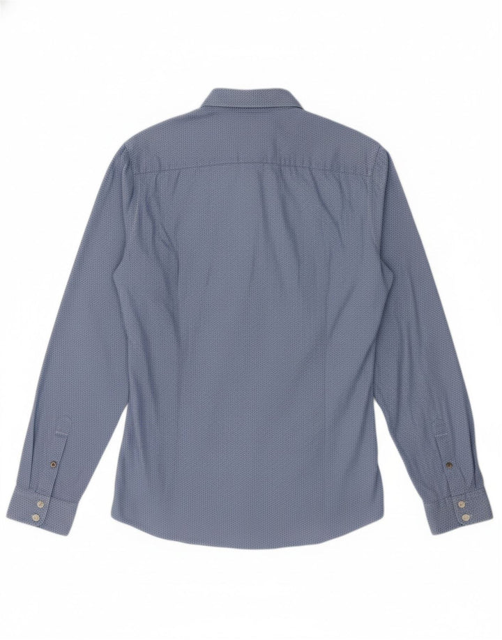 GUESS Mens Shirt UK 40 Medium Blue Geometric Cotton