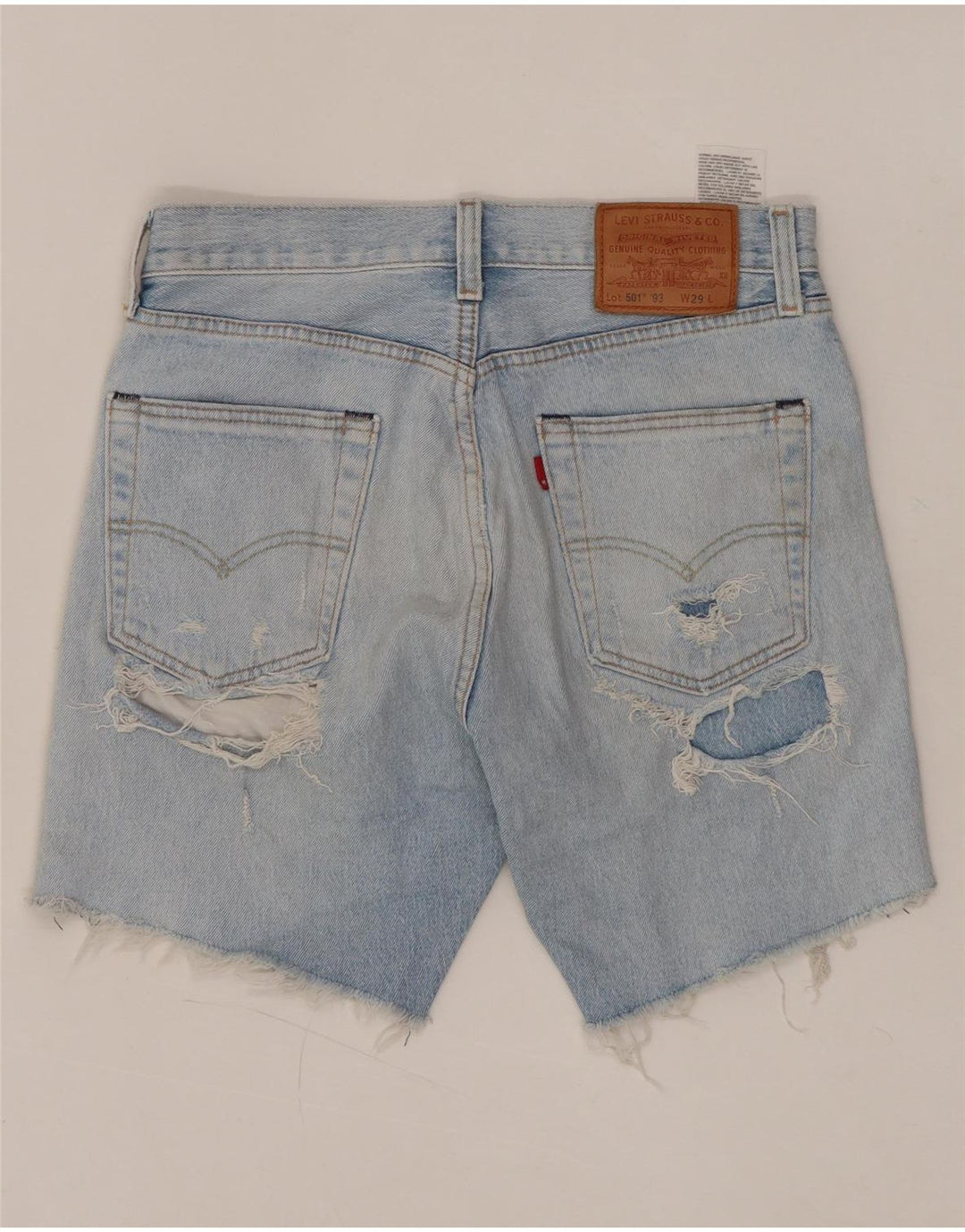 LEVI'S Damen 501 High Waist Distressed Denim Shorts W29 Mittelblau