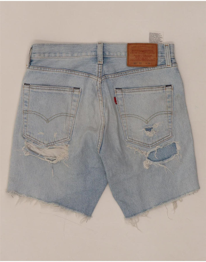 LEVI'S Damen 501 High Waist Distressed Denim Shorts W29 Mittelblau