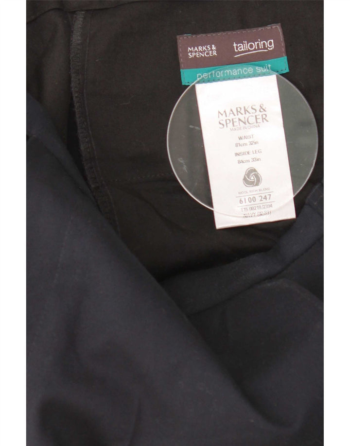 Gerade Anzughose für Damen von Marks & Spencer, W32, L33, marineblaue Wolle