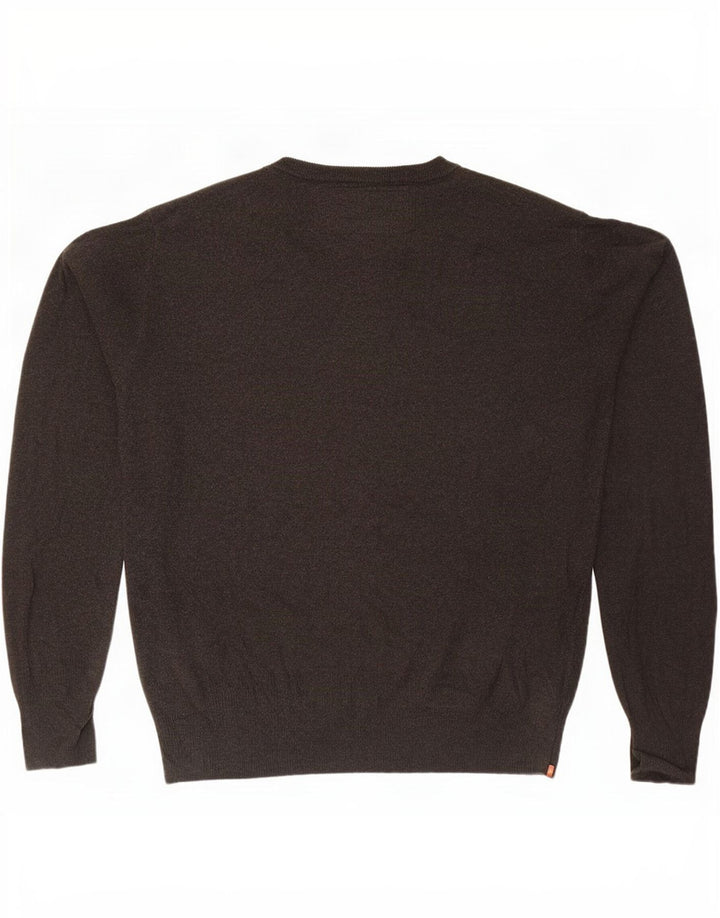 Superdry Herren-Pullover mit Rundhalsausschnitt, groß, braune Baumwolle