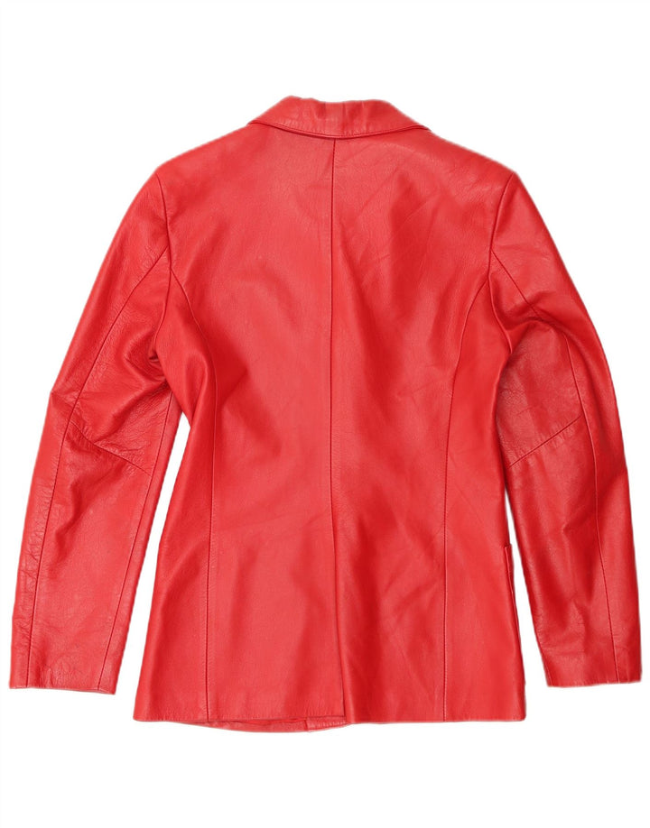 Victory Damen 3-Knopf-Lederblazer IT 42 Mittelrot
