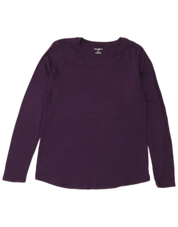 Eddie Bauer Damen Top Langarm UK 14 Large Lila Baumwolle
