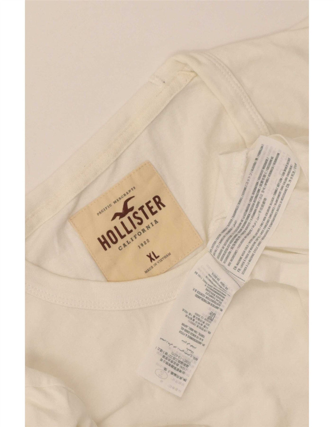 Hollister Herren Graphic Top Langarm XL Weiße Baumwolle