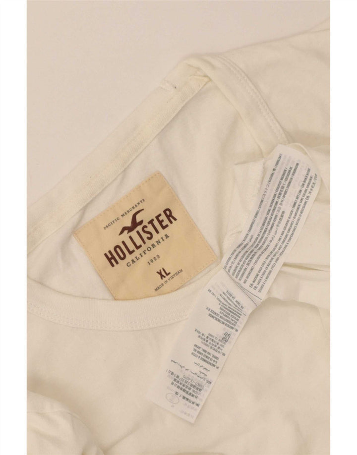 Hollister Herren Graphic Top Langarm XL Weiße Baumwolle