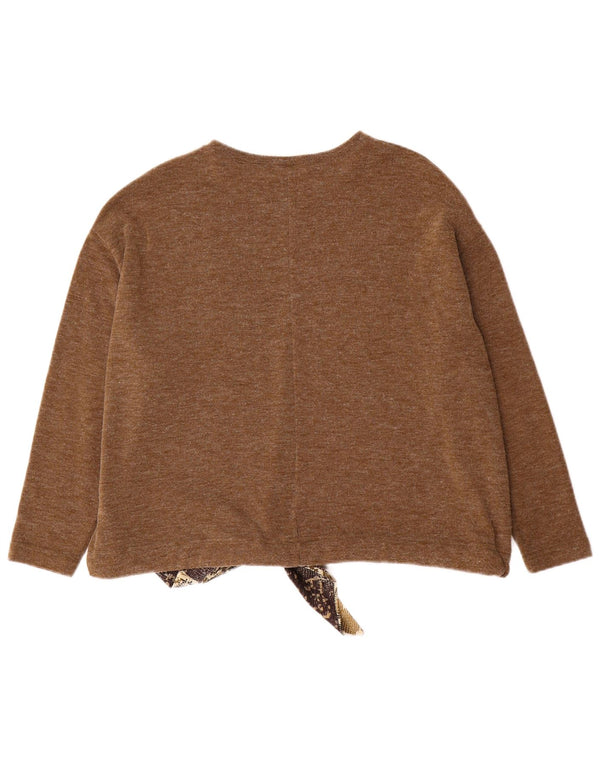 Zara Damen-Pullover mit U-Boot-Ausschnitt, UK 14, Mittelbraun mit Tiermuster