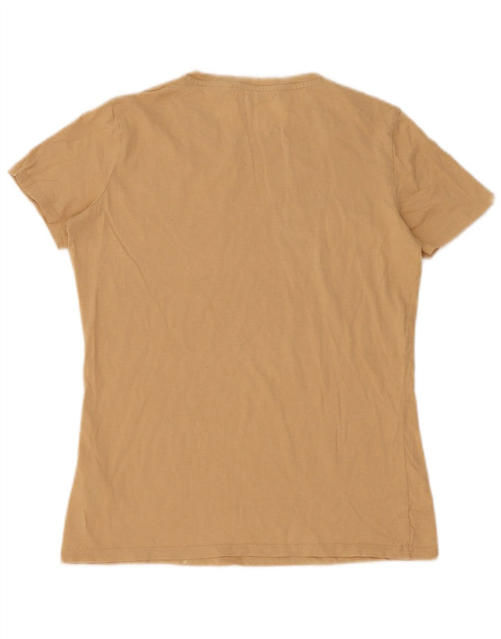 Guess Damen T-Shirt Top UK 12 Medium Beige Baumwolle