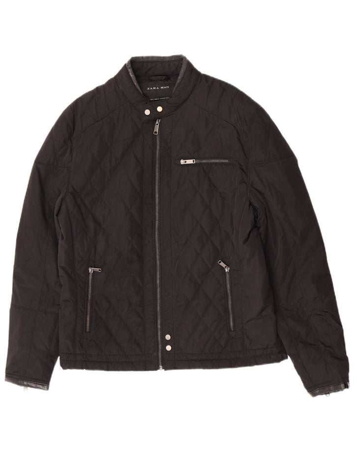 Zara Herren Steppjacke UK 40 Large Schwarz Polyester