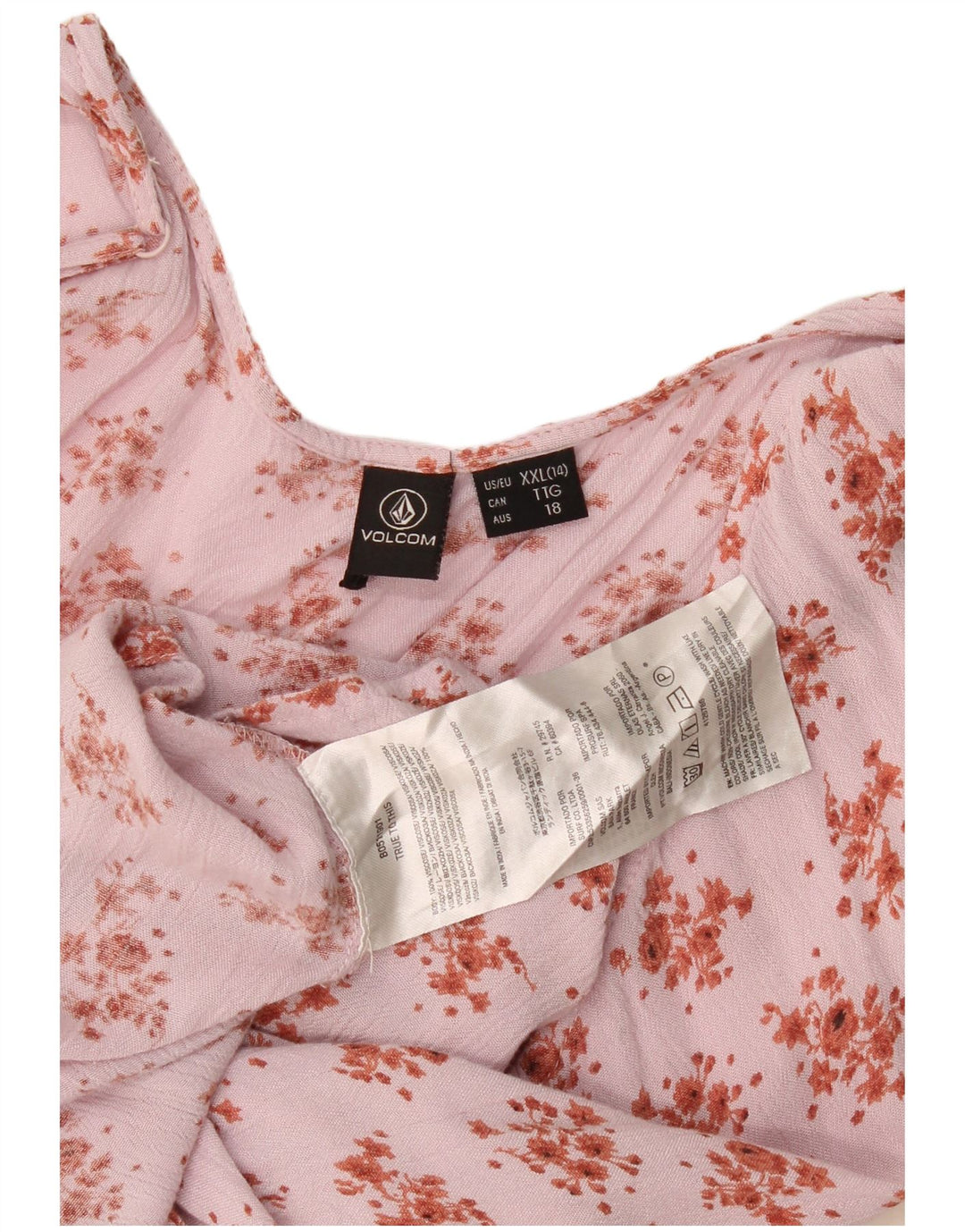 Volcom Damen Neckholder-Top UK 20 2XL Rosa Blumenviskose