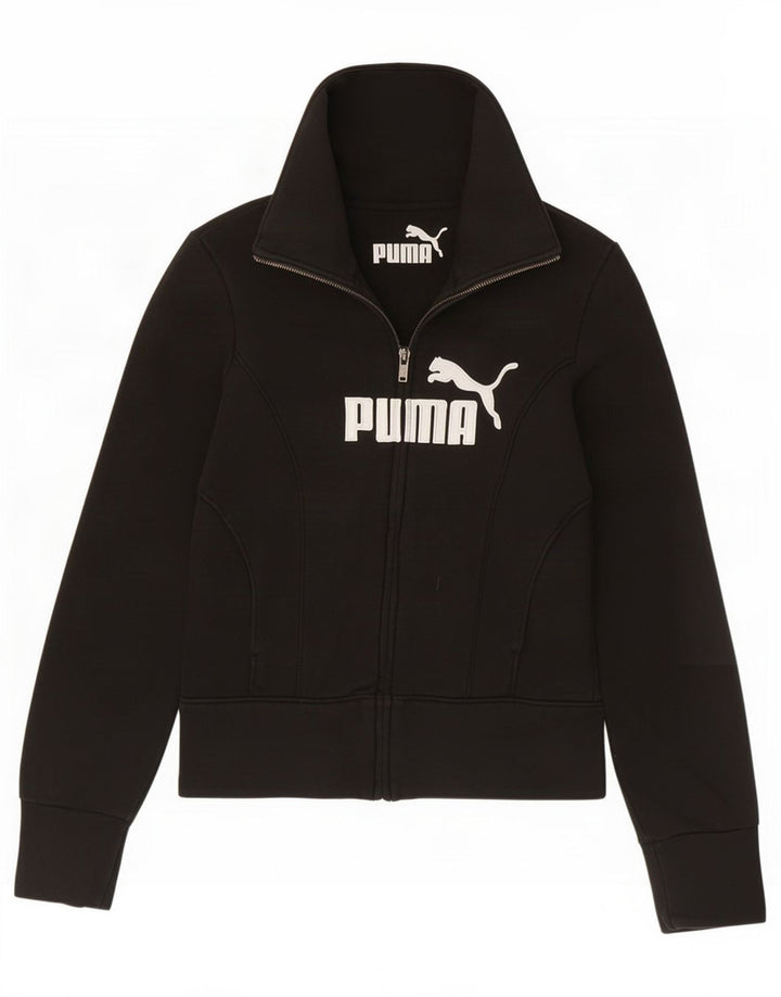 Puma Womens Graphic Trainingsanzug Top Jacke UK 8 Small Schwarz