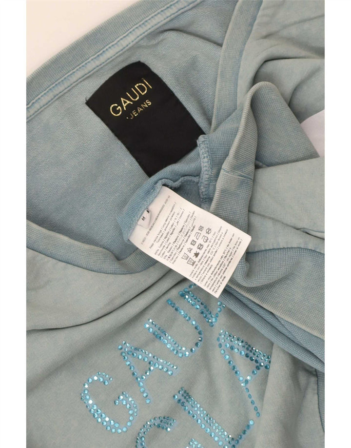 Gaudi Damen Grafik-Sweatshirt-Pullover UK 14 Mittelblaue Baumwolle