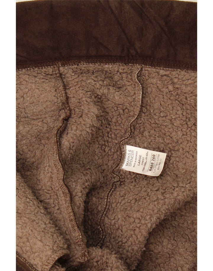 MARKS & SPENCER Herren Sherpa Jacke UK 41/43 Großes braunes Polyester