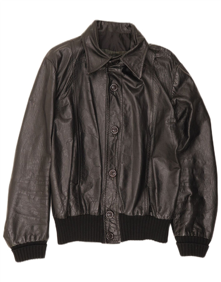 VINTAGE Herren Lederjacke UK 36 Small Schwarz