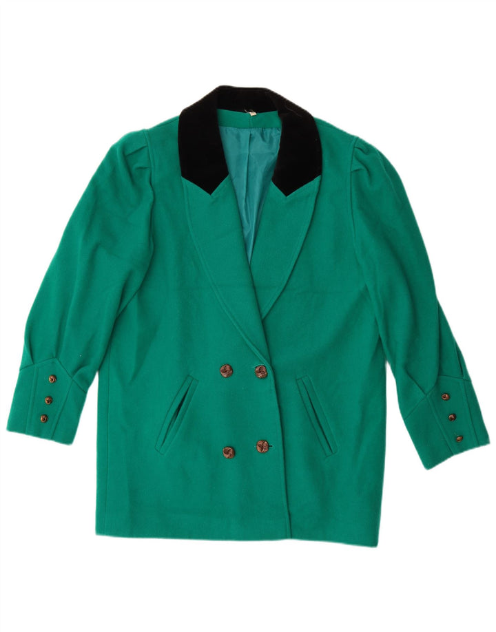 Vintage Damen Zweireihige Blazerjacke UK 14 Großer grüner Farbblock