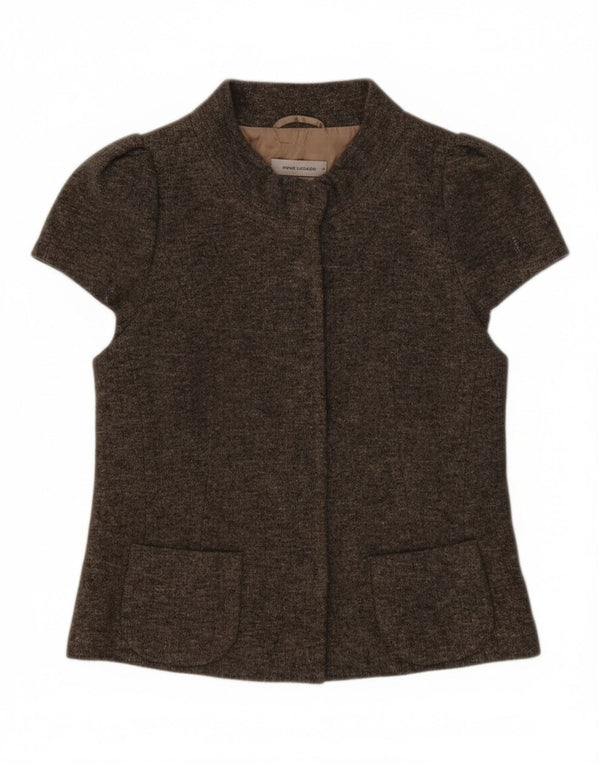 Rene Lezard Damen Kurzarm-Blazerjacke, EU 36, kleine graue Wolle