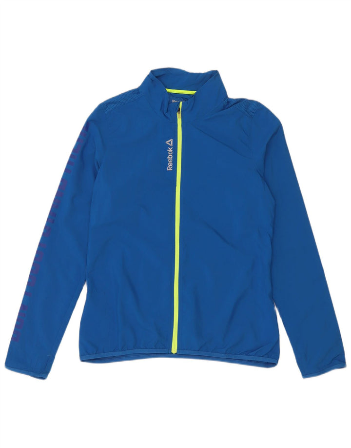 Reebok Jungen Grafik-Trainingsanzug-Top-Jacke, 9–10 Jahre, klein, blaues Polyester