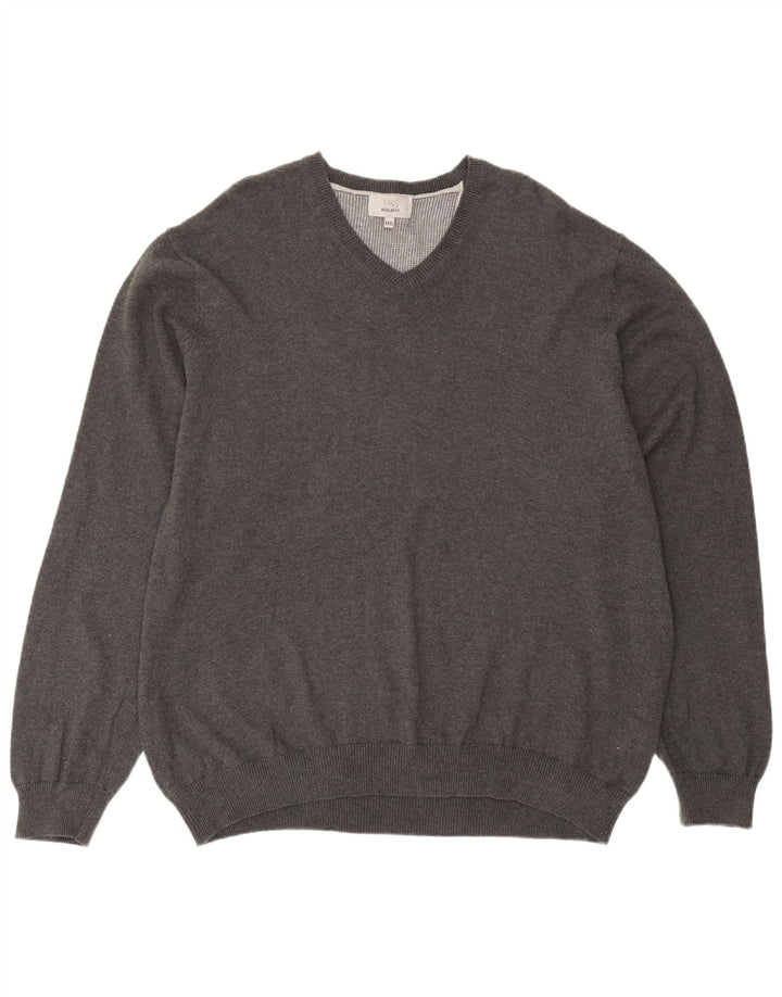Marks & Spencer Herren-Pullover, reguläre Passform, V-Ausschnitt, 3XL, Grau, Baumwolle