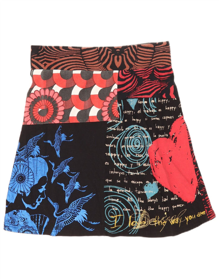 Desigual Damen Graphic A-Line Rock Medium W30 Schwarz Patchwork